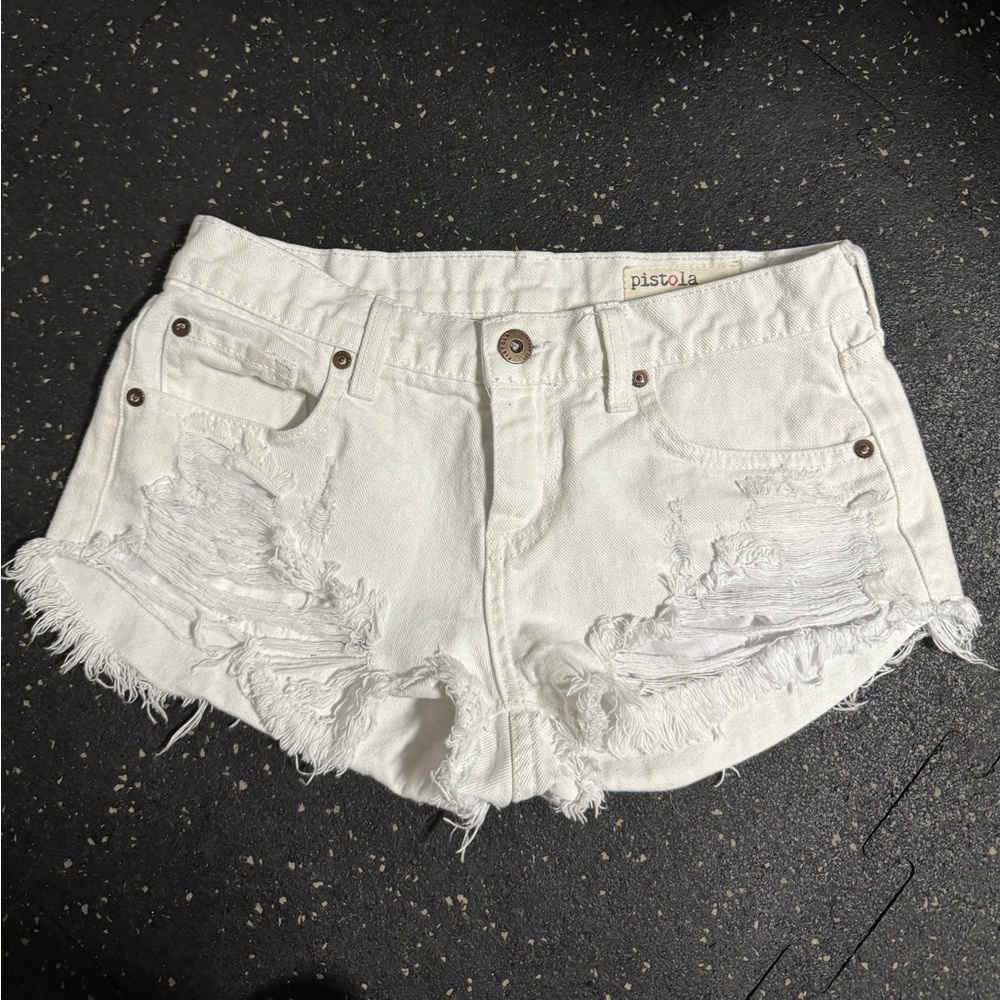 pistola white ripped jean shorts